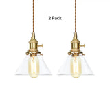 Adjustable Clear Glass Cone Pendant Light For Kitchen - Single Hanging Fixture / 2