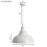 Adjustable Cord Pendant With Metal Dome Shade In Retro Black/Gray - 12’/14’/16’ W