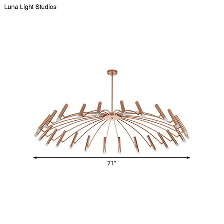 Adjustable Linear Shade Chandelier - Modern Metal Ceiling Light (12/24 Lights) In Black/Rose Gold