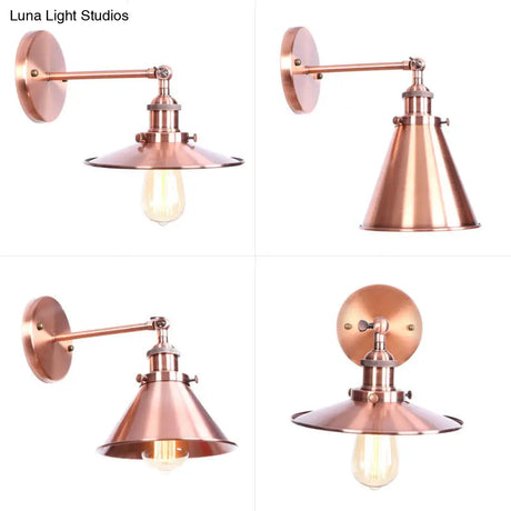 Adjustable Loft Style Single-Bulb Wall Light For Living Room - Iron Copper Reading Lamp