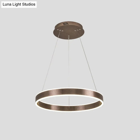 Adjustable Loop Pendant Led Chandelier - Modern Acrylic Coffee Design With 1/2/3-Tier Warm/White