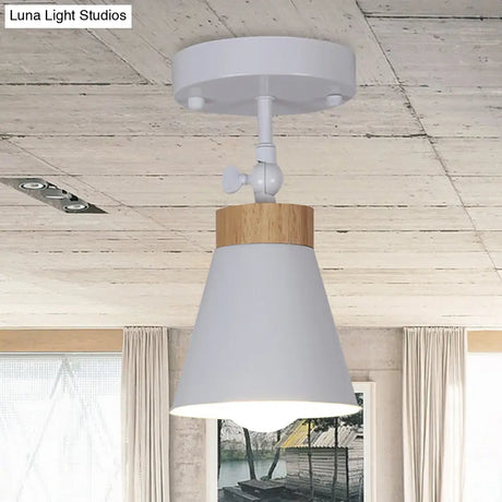 Adjustable Modernist Metal Flush Mount Ceiling Light With Tapered Shade - 1 - Light Black/White