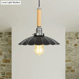 Adjustable Scalloped Pendant Light For Dining Table - 1-Light Indoor Fixture