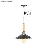 Adjustable Scalloped Pendant Light For Dining Table - 1-Light Indoor Fixture