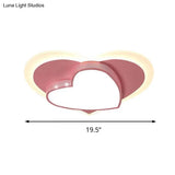 Adorable Pink Heart Led Ceiling Lamp For Girls Bedroom - Acrylic & Metal Construction