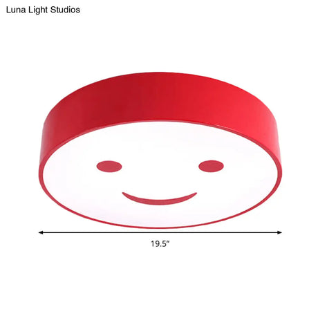 Adorable Smiling Face Led Baby Bedroom Ceiling Light - Round Flush Mount Acrylic Lamp
