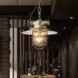 Aged Silver 1-Head Industrial Wire Cage Hanging Lamp Kit With Clear Glass Shade