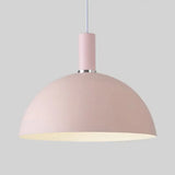 Aluminum Dome Suspension Light: Macaron Candy Pendant Lamp in Blue/Green/Yellow/Pink for Living Room Pink / 12’’