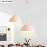 Aluminum Dome Suspension Light: Macaron Candy Pendant Lamp in Blue/Green/Yellow/Pink for Living Room