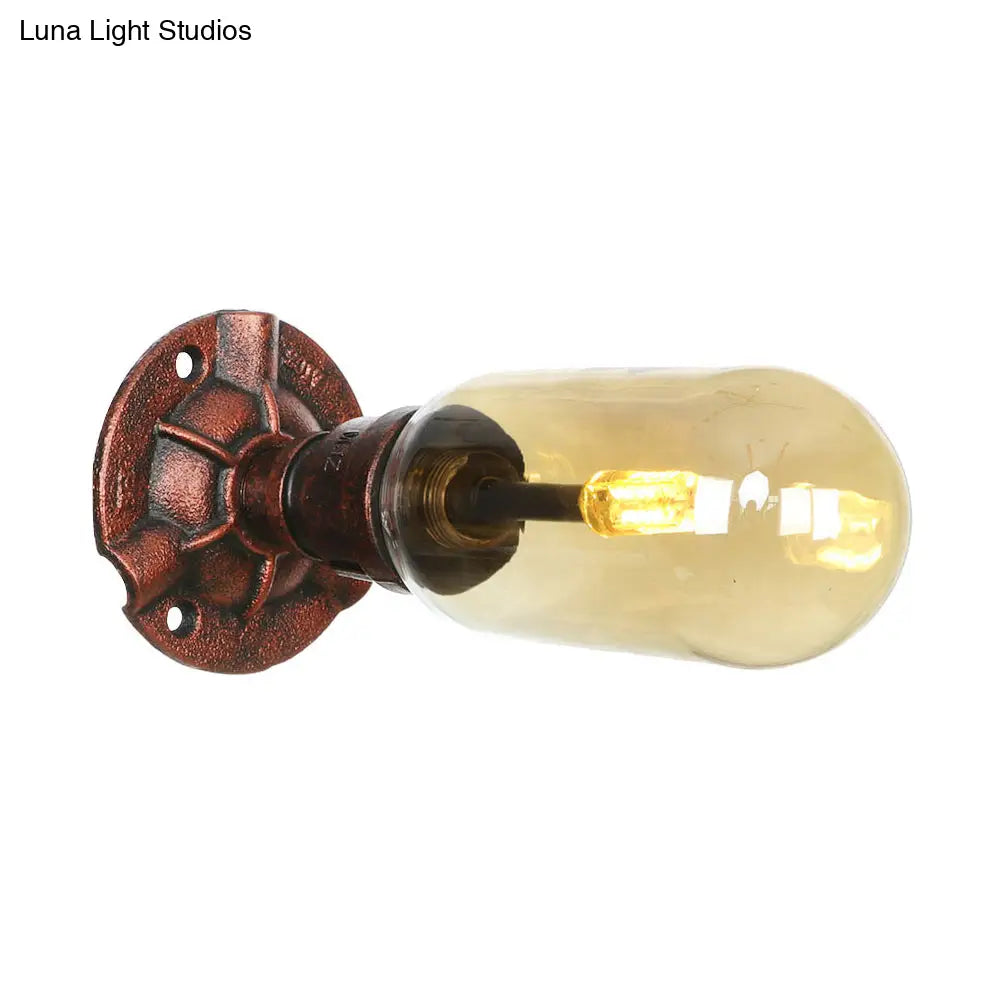 Amber Glass Wall Sconce Lamp With Vintage Charm: Perfect For Living Rooms