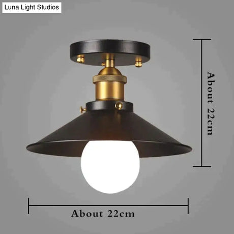 American Vintage Loft Led Ceiling Light Lamp Iron Cage Pyramid Corridor Entrance Balcony Bar Counter