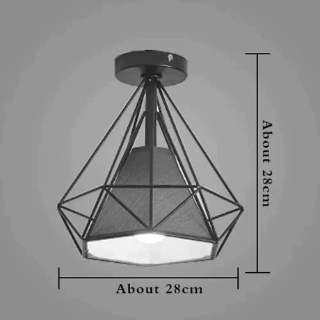 American Vintage Loft Led Ceiling Light Lamp Iron Cage Pyramid Corridor Entrance Balcony Bar