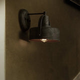 Antique Black Metal Sconce Light With Drum/Trumpet Shade - Retro Rustic Wall Lamp Fixture 1-Light /