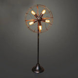Antique Bronze 5-Light Fan Design Floor Lamp With Cage Shade - Rustic Loft Wrought Iron Indoor