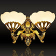 Antique Bronze Scalloped Glass Wall Mount Light - 2 Head Living Room Lighting