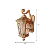Antique Bronze Tapered Outdoor Wall Lantern With Rippled Glass - Solar Led Patio Light Fixture / 10