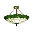 Antique Copper Tiffany Style Bedroom Ceiling Light - 4-Light Domed Semi Flush Mount With Glass