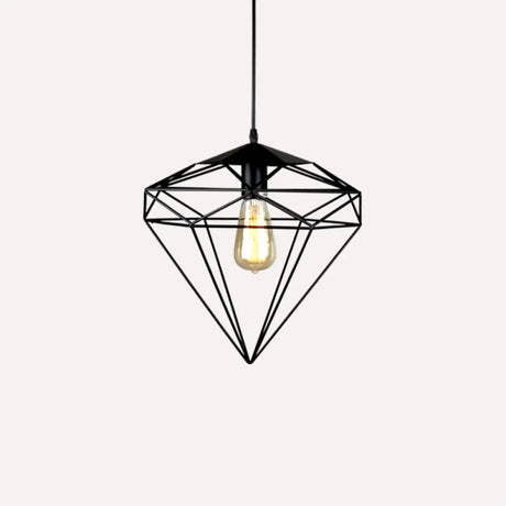 Antique Gemstone Iron Pendant Light – 1-Light Dining Room Hanging Fixture Black / A