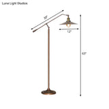 Antique Metal Flared Shade Floor Lamp: Stylish 1-Head Living Room Standing Light In Bronze With