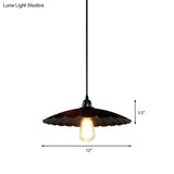Scalloped Pendant Lamp - Antique Style 10/12 Dia 1 Head Metal Hanging Light Fixture For Kitchen