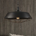 Antique Style Iron Barn Hanging Light With Wire Guard - 10’/14’/18’ Dia Brass/Bronze/Black