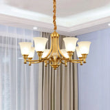 Antique Style Opaline Glass Bedroom Chandelier With Brass Flared Design 8 /