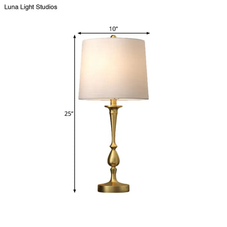 Antiqued Barrel Night Lamp With 1-Light For Bedroom Table In Elegant Black/Silver/Gold