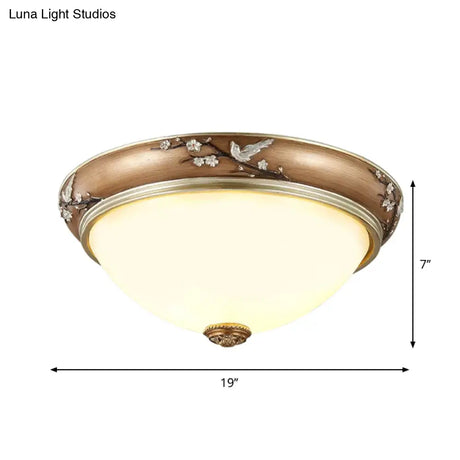 Antiqued Dome Crystal Flush Mount Ceiling Lights - Wide 2/3 - Head Lighting Fixture In Brown