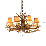 Antler Ceiling Light Fixture With Resin Shade - Traditional Chandelier For Living Room In Brown 6 /