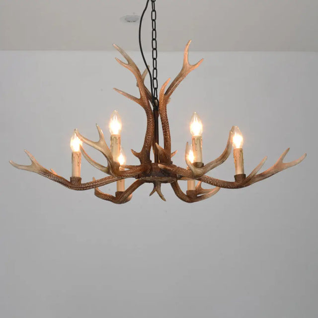 Antler Chandelier: Resin Countryside Living Room Lighting 6 / Coffee