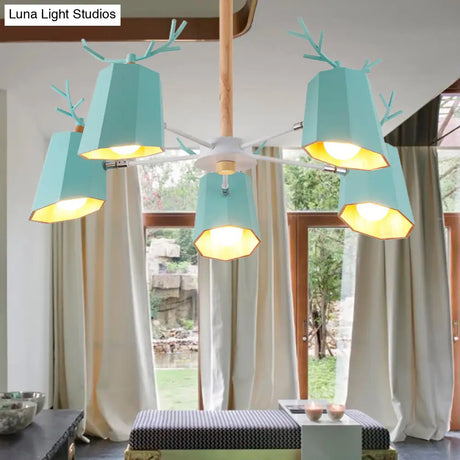 Antler Pendant Light With Tapered Shade: Modern Metal Nordic Lighting Fixture