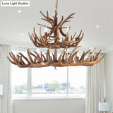 Antler Resin Chandelier: Traditional Candle Shape Hanging Lamp With 4/6/9 Bulbs In Coffee