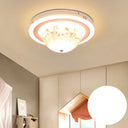 Art Deco Acrylic Bowl Flush Ceiling Light Fixture For Dining Room Pink