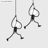 Art Deco Black Cartoon Person Suspension Pendant For Bedroom Lighting