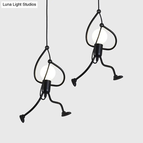 Art Deco Black Cartoon Person Suspension Pendant For Bedroom Lighting