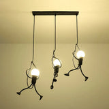 Art Deco Black Cartoon Person Suspension Pendant For Bedroom Lighting / Linear