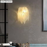 Art Deco Brass Finish Leaf Sconce Lamp - Clear Glass 2-Bulb Wall Mounted Light For Dining Room