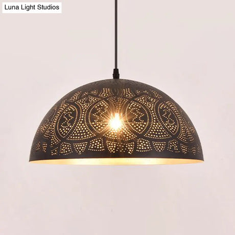 Art Deco Bronze Hemisphere Pendant Ceiling Lamp