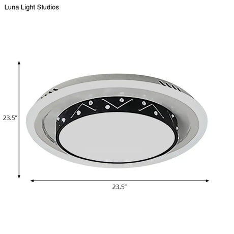 Art Deco Circle Flush Mount Ceiling Light With Acrylic Shade - Ideal For Bedroom