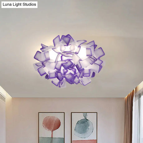 Art Deco Sinuous Flushmount Led Bedroom Light With Acrylic Shade