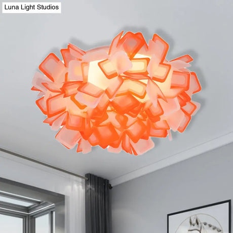 Art Deco Sinuous Flushmount Led Bedroom Light With Acrylic Shade