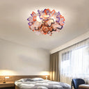 Art Deco Sinuous Flushmount Led Bedroom Light With Acrylic Shade Pink - Yellow - Green - Grey -