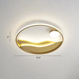 Artistic Bedroom Ambiance: Sunrise And Sea Led Flush Mount Ceiling Light With A Metal Halo Ring