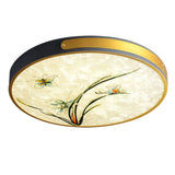 Artistic Hand-Painted Glass Flush Light: Minimalist Led Ceiling Lighting For Bedroom Grey / Magnolia