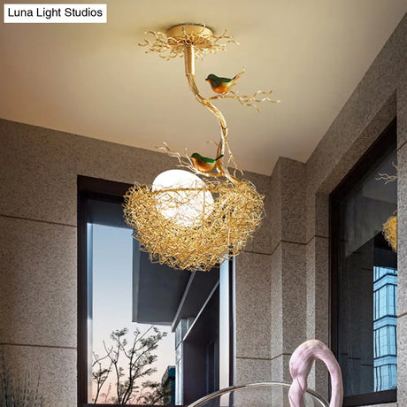 Contemporary Glass Mirror Ball Pendan...