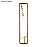 Asian-Inspired Bamboo And House Led Wall Sconce In Acrylic Rectangle Design