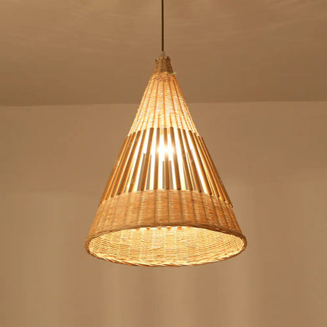 Asian Style Beige Diamond Pendant Bamboo Hanging Light For Tearoom With 1 Bulb / B