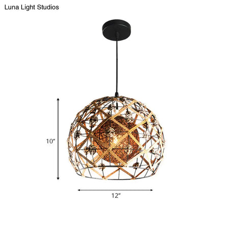 Asian Style Beige Pendant Light With Metal & Rope For Cottage