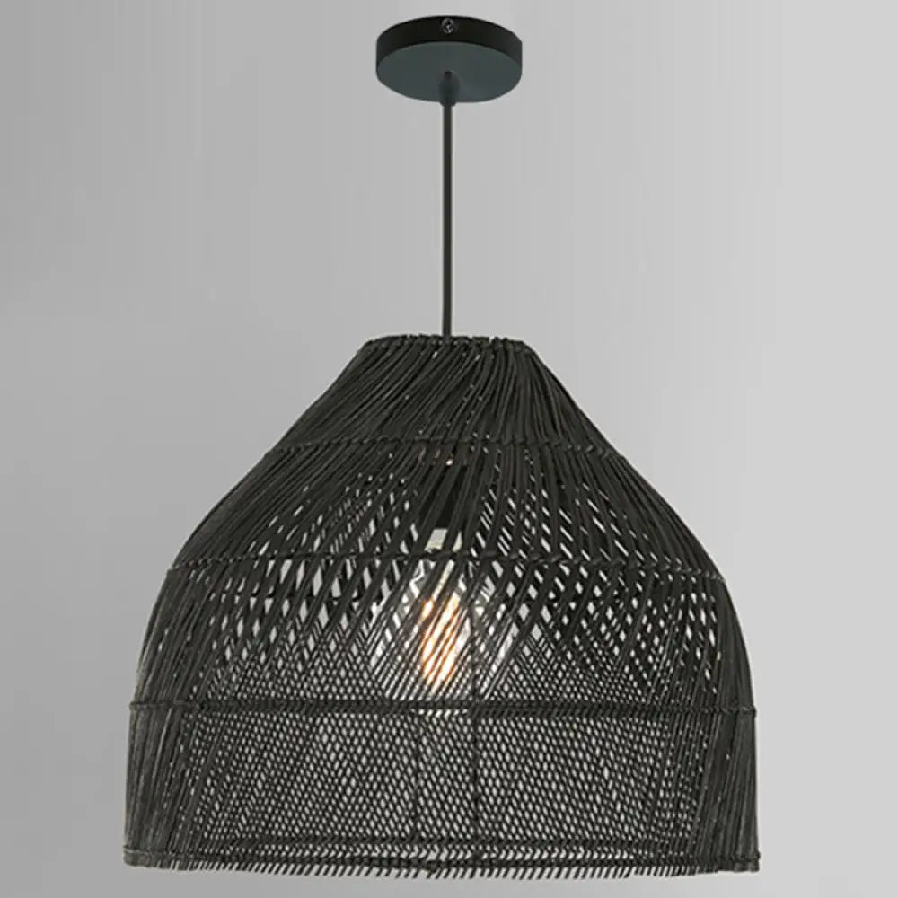 Asian Style Rattan Pendant Light With Hanging Wire - Bell Shape Lighting Fixture (39) Bedroom Décor