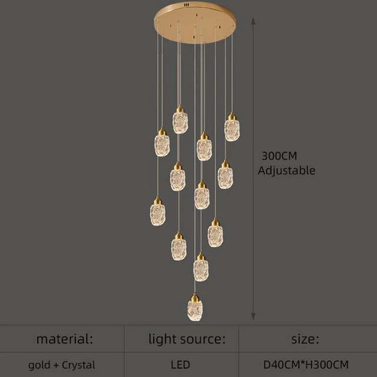Astrea - Modern Led Crystal Chandelier 12 Lights / Cool Light